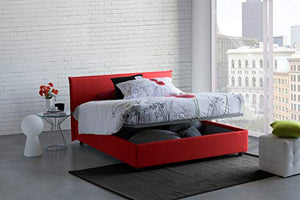 Talamo Italia Letto contenitore Matrimoniale Anna, Made in Italy, Letto con rivestimento in tessuto, Apertura frontale, adatto per materasso cm 160x190, Rosso