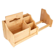 Duokon Organizer da Tavolo Scatola portaoggetti in bambù Estensibile Scatola per fazzoletti Scaffale per Libri Supporto Fisso per Forniture per Ufficio