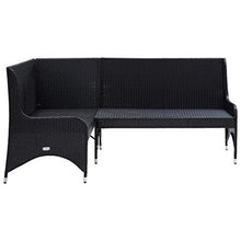 Divano angolare da giardino, 2 pezzi, in polyrattan, colore: nero