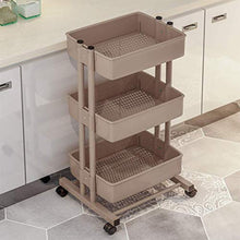 Carrello di stoccaggio Carrello multifunzione in plastica a 3 strati, con capacità fino a 220 libbre, carrello di stoccaggio per vasca per impieghi gravosi con cremagliera di approfondimento, marrone