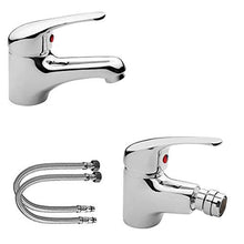 Rubinetto Bagno Lavabo e Bidet Set, Rubinetteria Bagno, Miscelatore Monocomando, Tubi Flessibili inclusi, Ottone Cromato