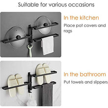 KANGHE Portasciugamani da Parete 180° Rotazione, Alluminio Bagno Pantofole Rack Multifunzionale può Essere Piegato a 90 ° Porta Salviette, Senza Foratura, 3-Braccio, per Cucina, 33cm