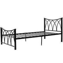 Wealthgirl - Struttura moderna per letto singolo, 90 x 190 cm, in metallo, con testiera per bambini, adolescenti, adulti, colore: Nero