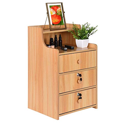 L.BAN Comodino in Legno con 3 cassetti, Comodo Comodino Multifunzionale Comodino Comodino Laterale Armadio Organizer, Semplice Comodino in Legno massello Divano tavolino Laterale per Soggiorno Cam