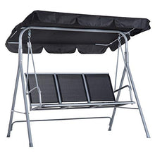 Outsunny Dondolo da Giardino a 3 Posti in Metallo, Tetto Parasole Rimovibile e Lavabile, Nero e Argento, 170x110x153cm