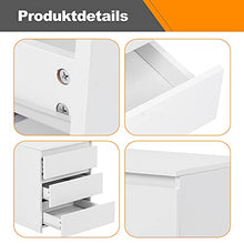 EBTOOLS - Comodino bianco con 3 cassetti in legno, 45 x 38,2 x 56 cm