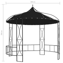 Goliraya Gazebo Padiglione da Giardino Rotondo Tetto Antracite con Struttura in Ferro,Gazebo in Ferro,Padiglione in Ferro 300 x 290 cm