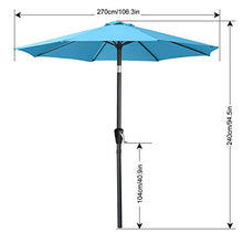 ABCCANOPY Ombrellone con pulsante per l’inclinazione, per il cortile, tavolo, mercato, giardino, terrazza e piscina, 8 stecche, oltre 13 colori, diametro: 19 cm / 22,9 cm / 25,4 cm