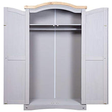 Tidyard Armadio in Legno di Pino Messicano Corona Range 2 Porte Grigio 101 x 52 x 170 cm