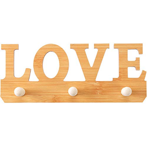 Gancio In Viscosa In Legno Senza Cuciture Appendiabiti Da Parete Per Cucina Da Bagno Senza Chiodi 3 ganci LOVE