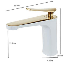 LMH rubinetto da bagno in ottone massiccio in ottone bagno rubinetto per lavabo freddo e calda miscelatore lavandino singolo maniglia con impugnatura a ponte bianco e oro rubinetto ( Color : Gold )
