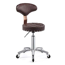 Rotazione Sedia Sgabello Schienale Sgabello da Lavoro Regolabile di Disegno con Ruote per Massaggio Salone Spa Salone di Bellezza per Parrucchiere Manicure Tattoo Therapy Schienale,DarkBrown