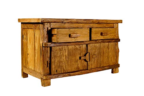 Windalf Grande comò naturale IORLAS 120 cm rustico credenza in legno fatto a mano in legno