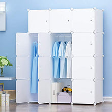 JOISCOPE Guardaroba, Armadio Portatile per Camera da Letto, Scatola di immagazzinaggio, Armadio componibile in plastica con pensili, Bianco(12 cubi)