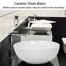 Ejoyous Lavabo da Appoggio,con Fori di drenaggio per bagni di Famiglia WC Cucine Hotel 44x16.5 cm,Bagno Rotondo in Ceramica lavabo da appoggio Lavandino lavello in Ceramica Bianco