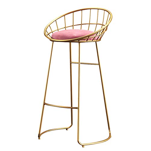ACXZ Sgabelli da Bar Dorato 65 / 75cm, Sgabello Alto Imbottito in Flanella per Bar/Isola Cucina/Tavolo da Colazione, con Schienale Curvo