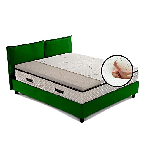 Topper lattice, sopramaterasso in 100% LATTICE ANALLERGICO, Alto 4 cm con tessuto antimicrobico sfoderabile 4 lati con filo in ARGENTO – STAR LATEX singolo 80x200