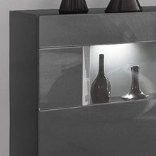 Homeface DENIRA 084-03 - Mobile alto per soggiorno, cassettiera e parte frontale: MDF lucido/antracite/3 porte, 8 scomparti chiusi, 1 scomparto in vetro (L x A x P) 160 x 85 x 43 cm, senza illuminazione a LED, senza decorazione