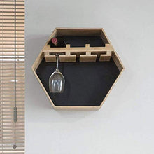 LLT Wine Rack, Cremagliera Della Decorazione Della Parete Della Novità, Wine Rack Ripiano in Vetro Parete Hanging Governo Del Vino Hexagon Legno per Le Bottiglie con Calici Di Vetro Bagagli