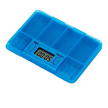 Portapillole settimanale Portapillole da Viaggio Portatile Portapillole elettronico Promemoria Portapillole con Design a Prova d'umidità 4 Griglia Blu