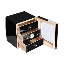 KANJJ-YU Cigar Box, Cigar Humidor, Piano vernice trasparente tetto apribile grande capacità di Tre-Strato Mellow Cedar idratazione di sicurezza, Cigar Humidor e Accessori for sigari for i fumatori, ne