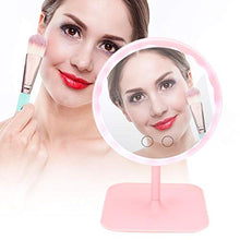 Specchio cosmetico a LED regolabile con ricarica USB, colore: rosa