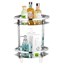 HYYDP Parete Porta Salviette Mensola sospesa a Parete in Acciaio Inox 304, Doppio Strato Bagno Doccia ripostiglio-Doppio Gancio Design Bagno Vasca Triangolare