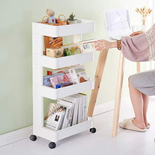 LYM &ripiano di stoccaggio Scaffalature Home Cucina Bagno Camera da Letto Camera da Letto per Bambini Scaffale Pavimento da Soggiorno con Ruote Scaffale Bianco Scaffale di Finitura (Color : 4 Layer)