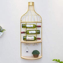 Cremagliera Del Vino Del Metallo Portabottiglie Per Vino Dal Design - Il Portabottiglie A Parete In Legno Massello Può Contenere Champagne Con Vino Rosso