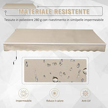 Outsunny Tenda da Sole Avvolgibile a Parete a Braccio Manuale con Manovella per Esterno Tessuto di Poliestere Alluminio 365 × 250cm Beige