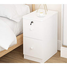 OFAY Comodino Stretto con Lucchetto, Facile da Montare, Facile da Usare Tavolino con 2 Cassetti Armadio Aperto Vano MDF,Bianca,39x25x50CM