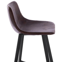 WOLTU Sgabelli da Bar Sgabello Vintage Industriale Sedia Cucina Alta con Schienale Ecopelle Metallo Marrone 4 Pezzi