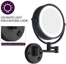 WZDD Specchio da Trucco da Parete, 5X Ingrandimento Specchio Trucco con Luce LED, 360° Girevole Specchio Cosmetico - per Camera da Letto, Desktop (Nero)