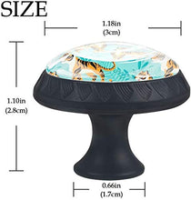 Tiger Pattern Animal Blue Green Leaves Pomelli per Porta Set di 4 Pomelli per Mobili Manopole per Cassetti Cucina Armadio Vetro