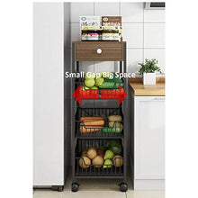 KDBEB 3 Piani Carrelli Cucina Multiuso con Ruote,Marrone Acciaio Carrello Trasporto con Cassetto per Cancelleria, Trucco, Bellezza