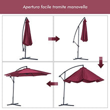 Outsunny Ombrellone Parasole Decentrato con Angolo Inclinabile da Giardino in Metallo, Poliestere Φ3×2.6m Rosso
