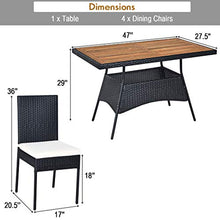 LUGEUK 5pcs Tavolo da Pranzo in Vimini in Rattan da 5 Pezzi e sedie Tavolo in Legno Acacia e 4 sedie con Cuscini