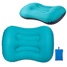SSFPP Inflatable Pillow_Outdoor Inflatable Portable Storage Travel Sleeping Pillow Neck Pillow Travel Plane Pillow@Peacock Blue_As Shown