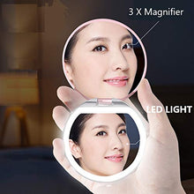 Flybiz Specchio portatile tascabile a due lati con illuminazione a LED, ingrandimento 1x/3x, compatto, pieghevole, specchio cosmetico illuminato per cosmetici in viaggio