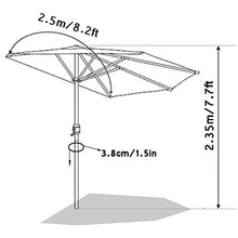 KUWD Ombrellone da Balcone, Mezzo Ombrellone Parasol, per Esterno, Terrazzo, Giardino, Cortile, 2.5 × 1.2M