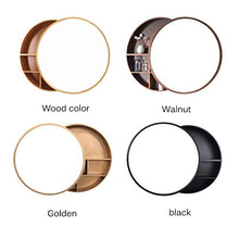 LIGHTXYX Armadietto per Specchio da Bagno in Legno massello Specchio da Parete con Specchio Tondo con Funzione di archiviazione