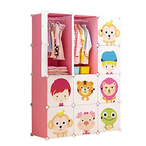 Locker 2-Guardaroba Armadio Rimovibili di Plastica 12-Porta 8-Gitter Scaffali Abbigliamento Home Camera Dormitorio Rosa 111X47X147CM MUMUJIN