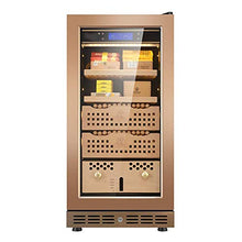Humidor per Sigari, Termoelettrico, Sportello in Vetro, Posizionamento Libero, 2 Ripiani e 2 Cassetto in Cedro, Igrometro, Luce LED Interna
