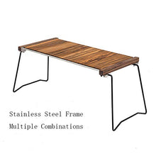 ZKK Tavolo Pieghevole, Tavolo Pieghevole in Acciaio Inox Portatile per Campeggio all'aperto, Ristorante, Campo, Tavolo da Campeggio (Color : Wood Color)