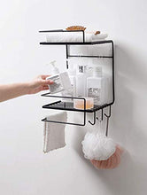 WMYATING salvaspazio sicuro, comodo e bello scaffale per doccia, mensole da bagno, mensole da parete, in ferro per bagno, cucina, nero (colore: nero)