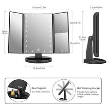 QAVILFLY - Specchio cosmetico con luci, ingrandimento 2 x 3 x, interruttore touch screen, doppio alimentatore, portatile ad alta definizione, specchio per trucco a tre luci