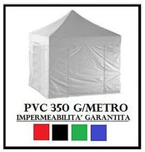 SNODEC Gazebo Pieghevole 3X3 Bianco Acciaio + 4 Teli Laterali PVC 350 g Metro