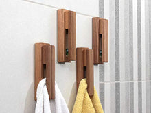 JINMURY Porta Asciugamani Moderno in Legno, Set di 2 Ganci Autoadesivi da Parete Per Asciugamani da Bagno e Cucina, Durevole, di Facile Installazione, Noce Nera