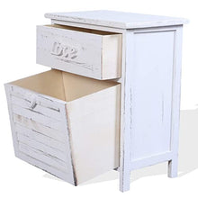 Rebecca Mobili Comodino Piccolo, Mobile Bagno 2 cassetti, Legno Paulownia, Bianco, Shabby, Camera da Letto Bagno - Misure: 51 x 40 x 29 cm (HxLxP) - Art. RE4566