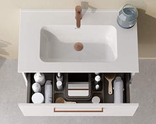 Mobili VARMA 80 cm | Laccato Bianco Opaco | Maniglie in Oro Rosa | 80 x 64 x 46 cm Mobile con 2 cassetti + lavabo in Ceramica